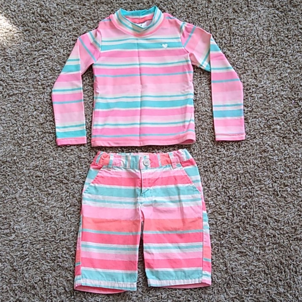Carter's swimsuit rashguard and boardshorts